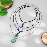 Thumbnail for Ethnic Style 4pcs Evil Eye Healing Crystal Stone Pendant Velvet Necklace Set - ArtGalleryZen