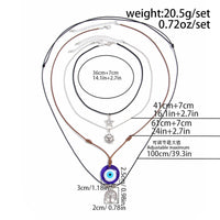 Thumbnail for Ethnic Style 4pcs Evil Eye Sun Star Family Tree Pendant Wax Cord Necklace Set - ArtGalleryZen