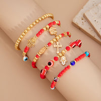 Thumbnail for Ethnic style 5pcs Evil Eye Hamsa Charm Crystal Beaded Bracelet Set - ArtGalleryZen