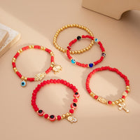 Thumbnail for Ethnic style 5pcs Evil Eye Hamsa Charm Crystal Beaded Bracelet Set - ArtGalleryZen