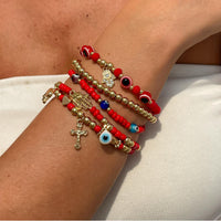 Thumbnail for Ethnic style 5pcs Evil Eye Hamsa Charm Crystal Beaded Bracelet Set - ArtGalleryZen