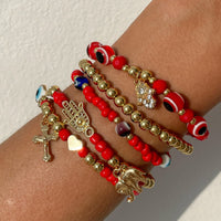Thumbnail for Ethnic style 5pcs Evil Eye Hamsa Charm Crystal Beaded Bracelet Set - ArtGalleryZen