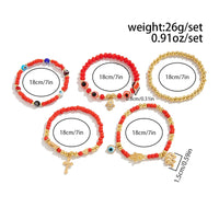Thumbnail for Ethnic style 5pcs Evil Eye Hamsa Charm Crystal Beaded Bracelet Set - ArtGalleryZen