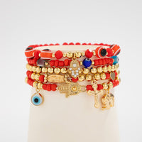 Thumbnail for Ethnic style 5pcs Evil Eye Hamsa Charm Crystal Beaded Bracelet Set - ArtGalleryZen
