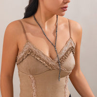 Thumbnail for Ethnic Style Antique Silver Beaded Long Chain Y Necklace - ArtGalleryZen