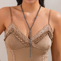 Thumbnail for Ethnic Style Antique Silver Beaded Long Chain Y Necklace - ArtGalleryZen