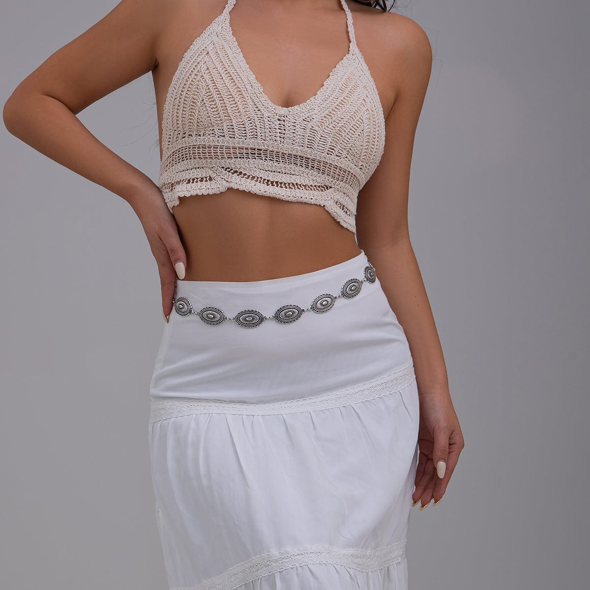 Ethnic Style Carved Oval Waist Chain - ArtGalleryZen