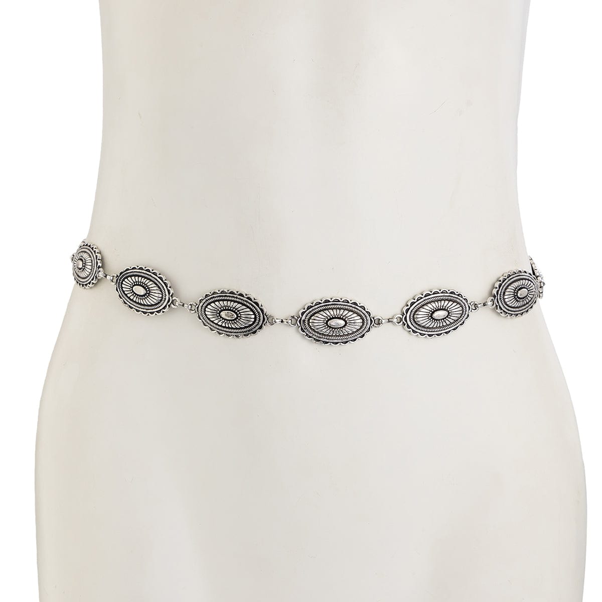 Ethnic Style Carved Oval Waist Chain