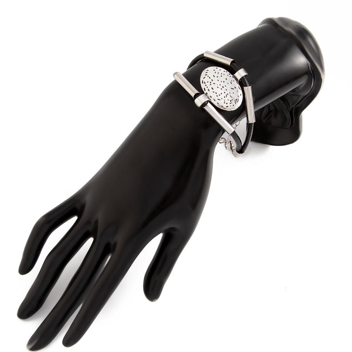 Ethnic style Layered Carved Oval Charm PU String Necklace Bracelet Set - ArtGalleryZen