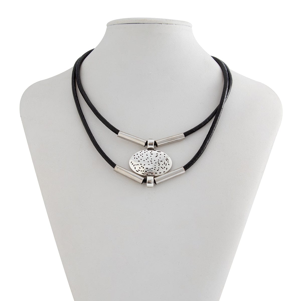 Ethnic style Layered Carved Oval Charm PU String Necklace Bracelet Set - ArtGalleryZen