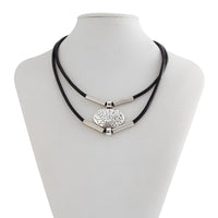 Thumbnail for Ethnic style Layered Carved Oval Charm PU String Necklace Bracelet Set - ArtGalleryZen