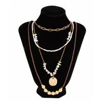 Thumbnail for Ethnic Style Layered Pleated Round Disk Pendant Turquoise Seed Beaded Necklace Set - ArtGalleryZen