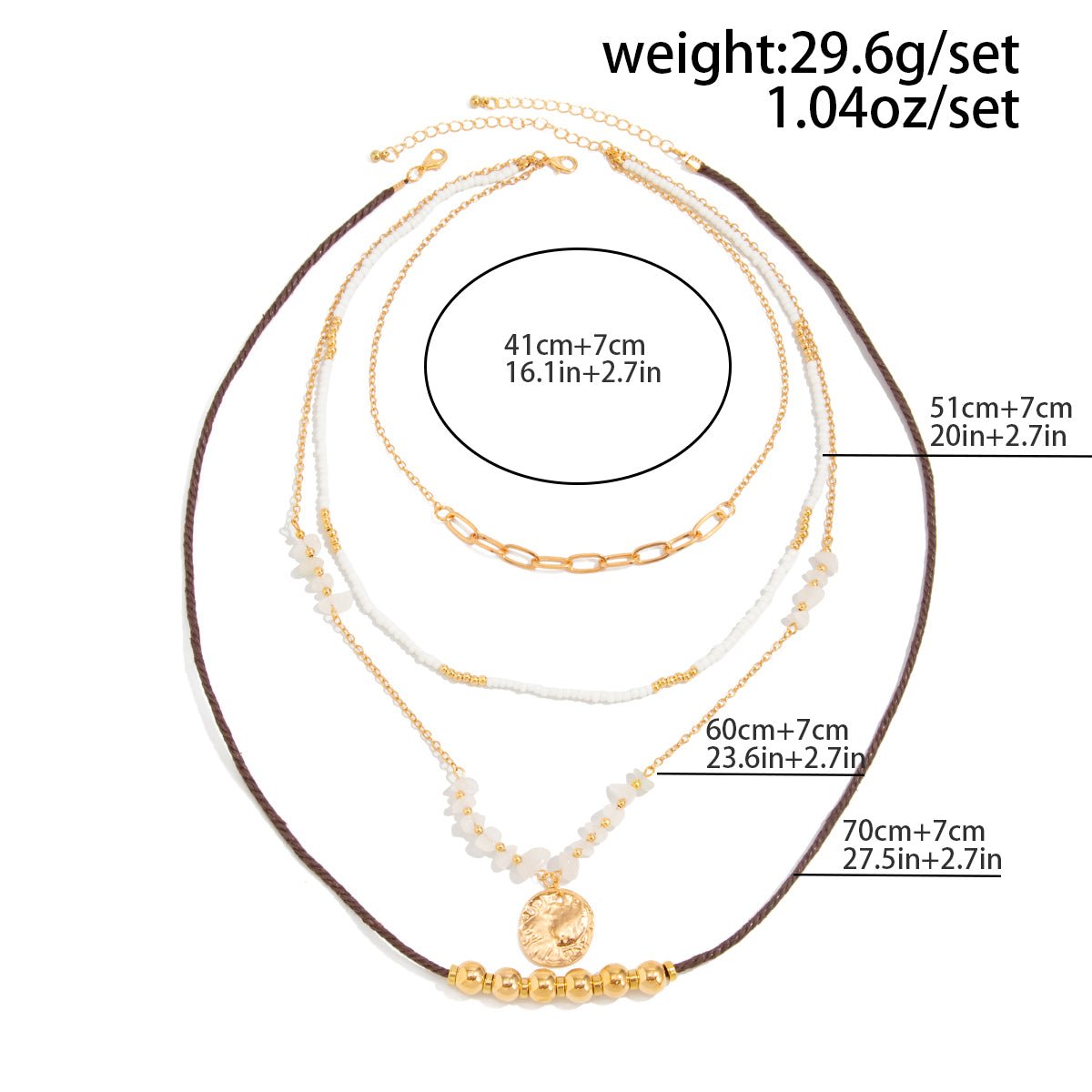 Ethnic Style Layered Pleated Round Disk Pendant Turquoise Seed Beaded Necklace Set - ArtGalleryZen