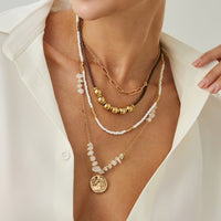 Thumbnail for Ethnic Style Layered Pleated Round Disk Pendant Turquoise Seed Beaded Necklace Set - ArtGalleryZen