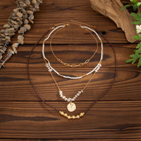 Thumbnail for Ethnic Style Layered Pleated Round Disk Pendant Turquoise Seed Beaded Necklace Set - ArtGalleryZen