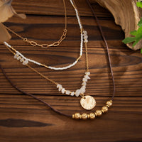 Thumbnail for Ethnic Style Layered Pleated Round Disk Pendant Turquoise Seed Beaded Necklace Set - ArtGalleryZen