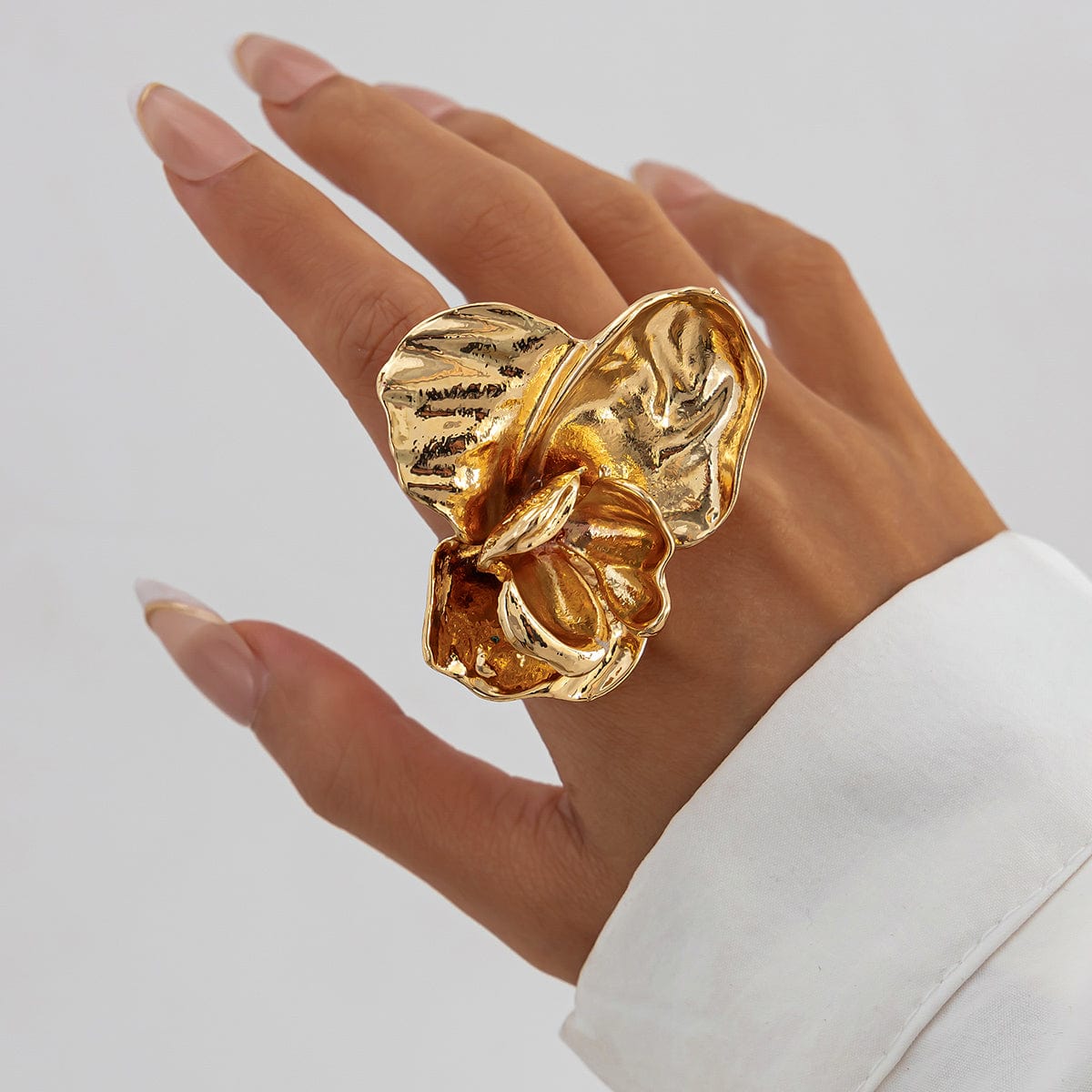 Exaggerated Abstract Flower Adjustable Ring