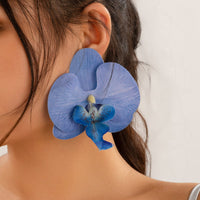 Thumbnail for Exaggerated Butterfly Orchid Flower Stud Earrings