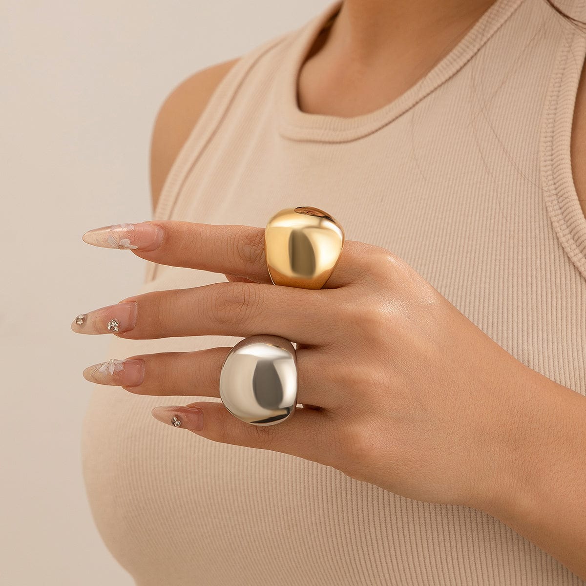 Exaggerated Chunky Gold Silver Plated Glossy Ring