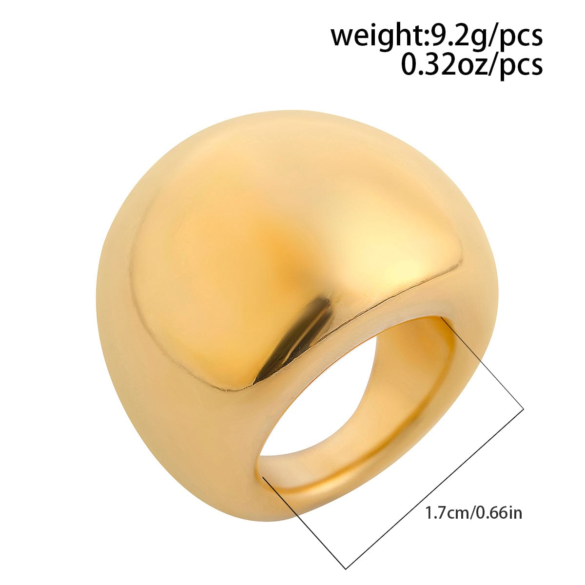 Exaggerated Chunky Gold Silver Plated Glossy Ring