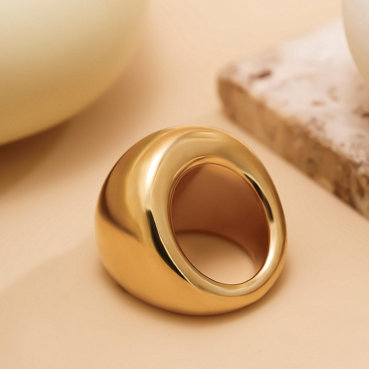 Exaggerated Chunky Gold Silver Plated Glossy Ring