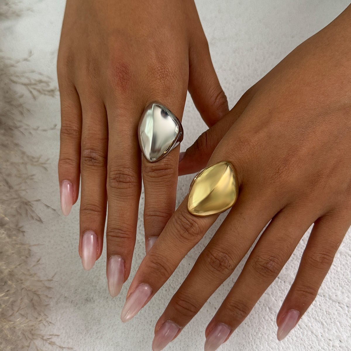 Exaggerated Chunky Gold Silver Tone Glossy Ring - ArtGalleryZen