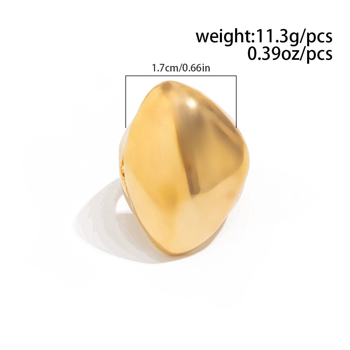 Exaggerated Chunky Gold Silver Tone Glossy Ring - ArtGalleryZen