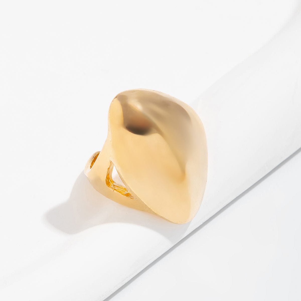 Exaggerated Chunky Gold Silver Tone Glossy Ring - ArtGalleryZen