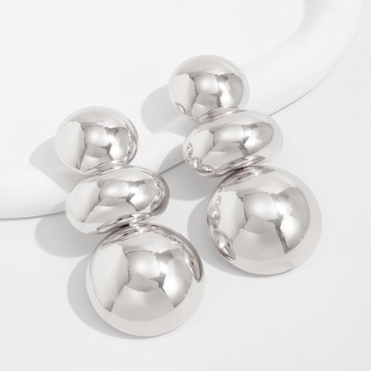 Exaggerated Circular Oval Splicing Stud Earrings - ArtGalleryZen