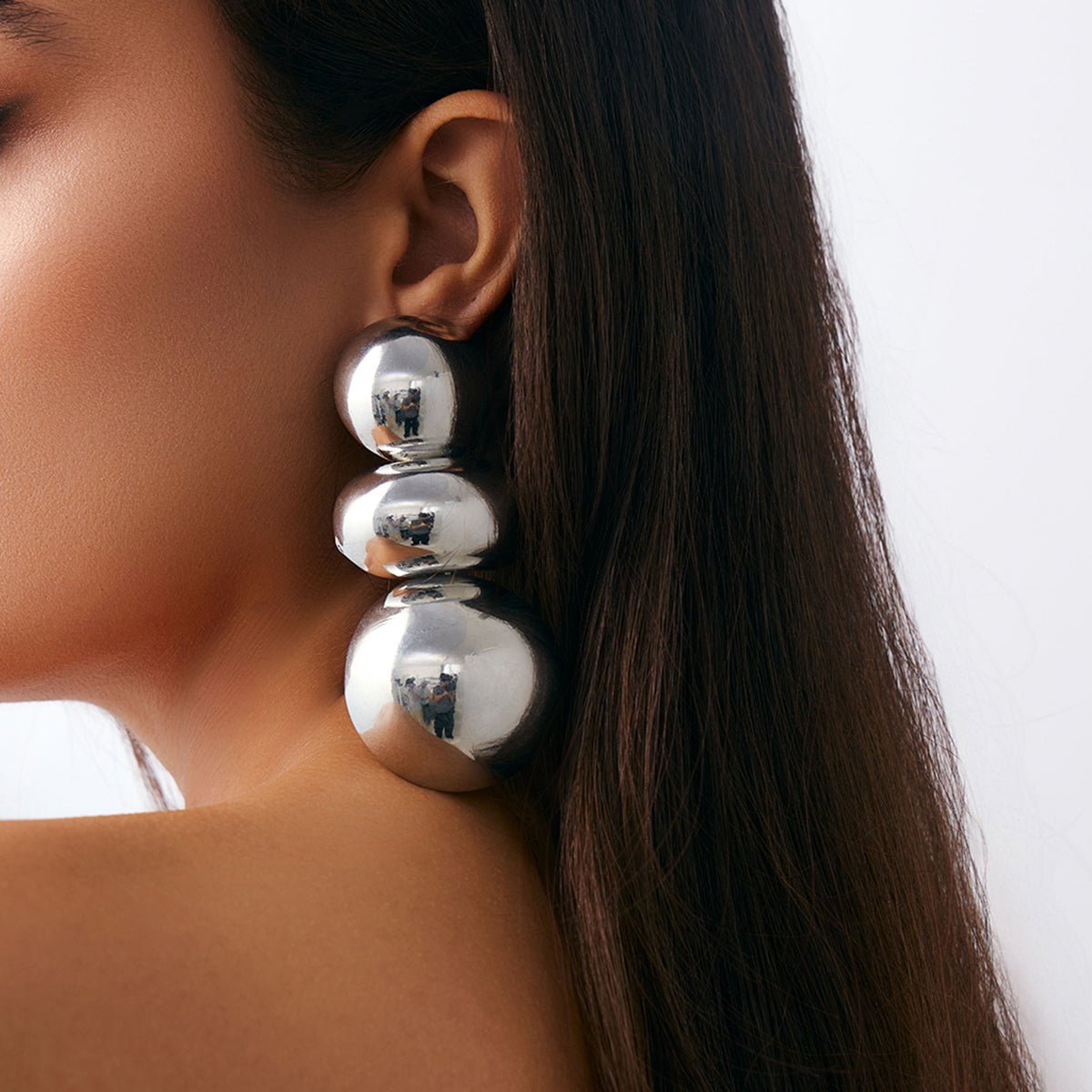 Exaggerated Circular Oval Splicing Stud Earrings - ArtGalleryZen