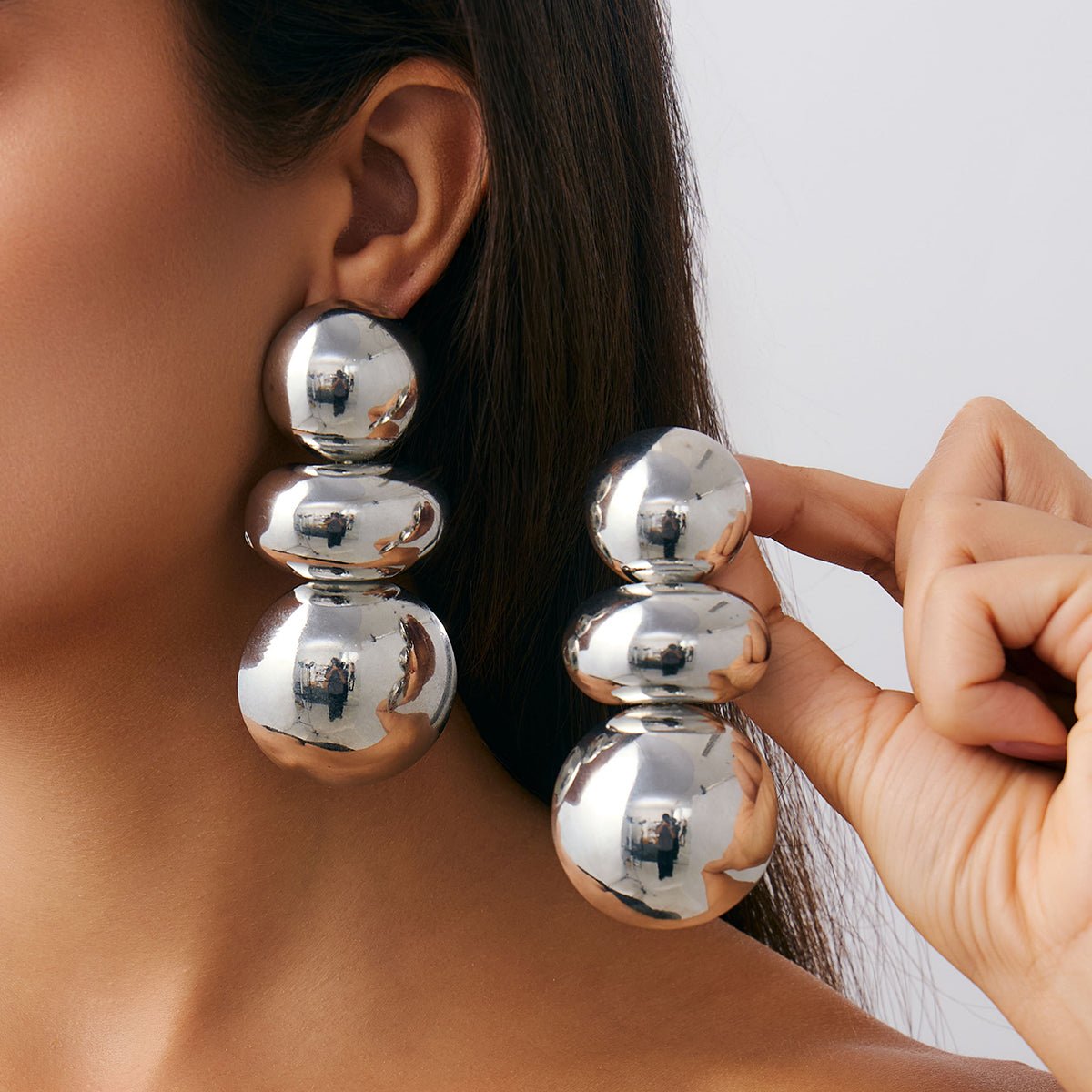 Exaggerated Circular Oval Splicing Stud Earrings - ArtGalleryZen