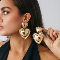 Thumbnail for Exaggerated Duo Heart Dangle Earrings - ArtGalleryZen