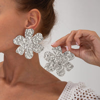 Thumbnail for Exaggerated Gold Silver Plated Flower Earrings - ArtGalleryZen