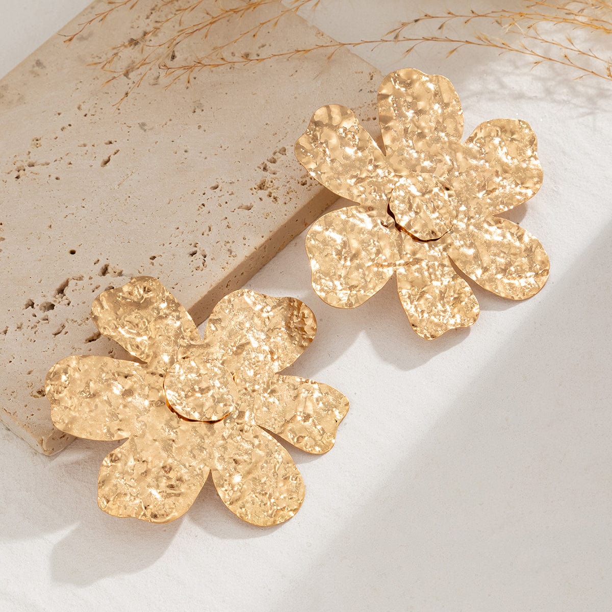 Exaggerated Gold Silver Plated Flower Earrings - ArtGalleryZen