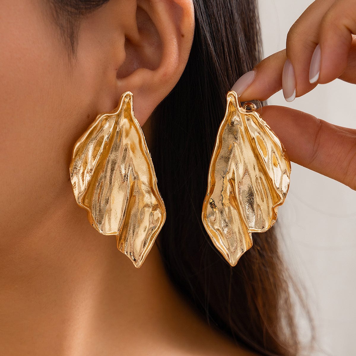 Exaggerated Gold Silver Plated Leaf Earrings