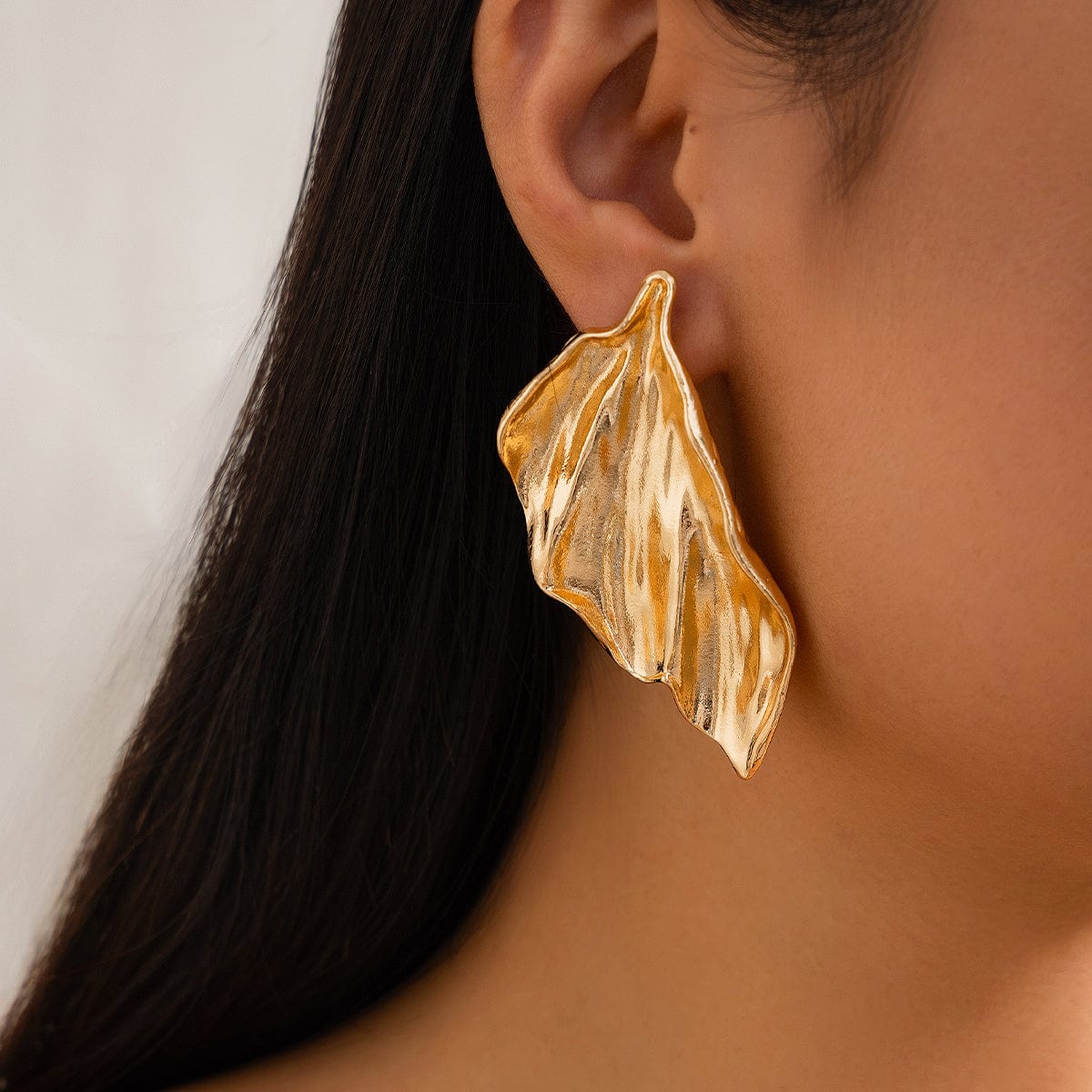 Exaggerated Gold Silver Plated Leaf Earrings