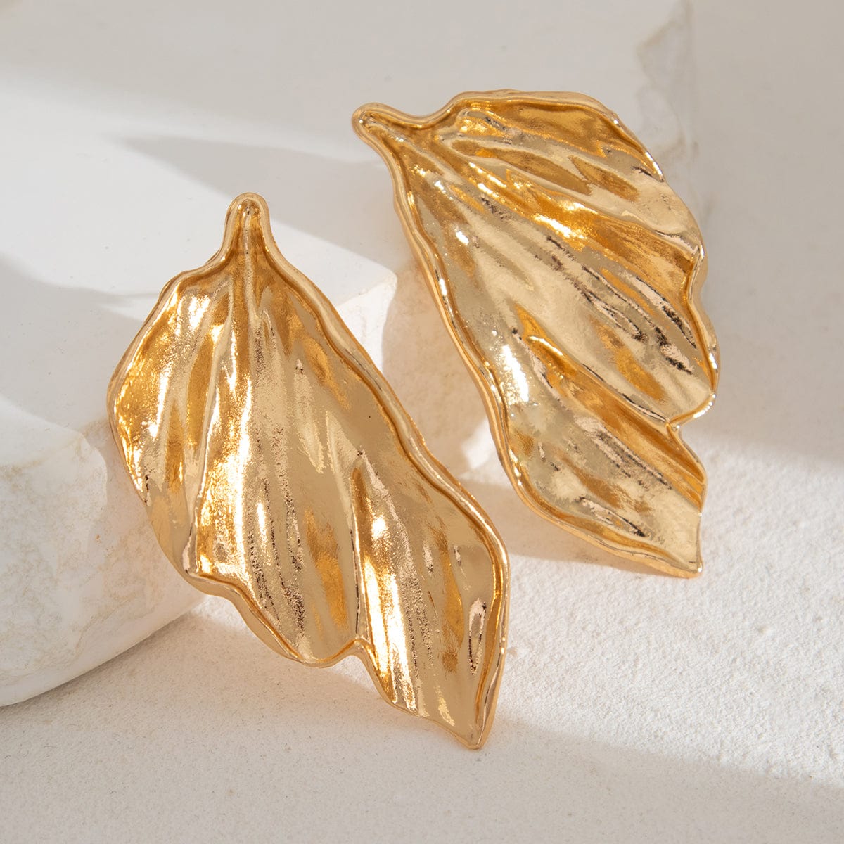 Exaggerated Gold Silver Plated Leaf Earrings