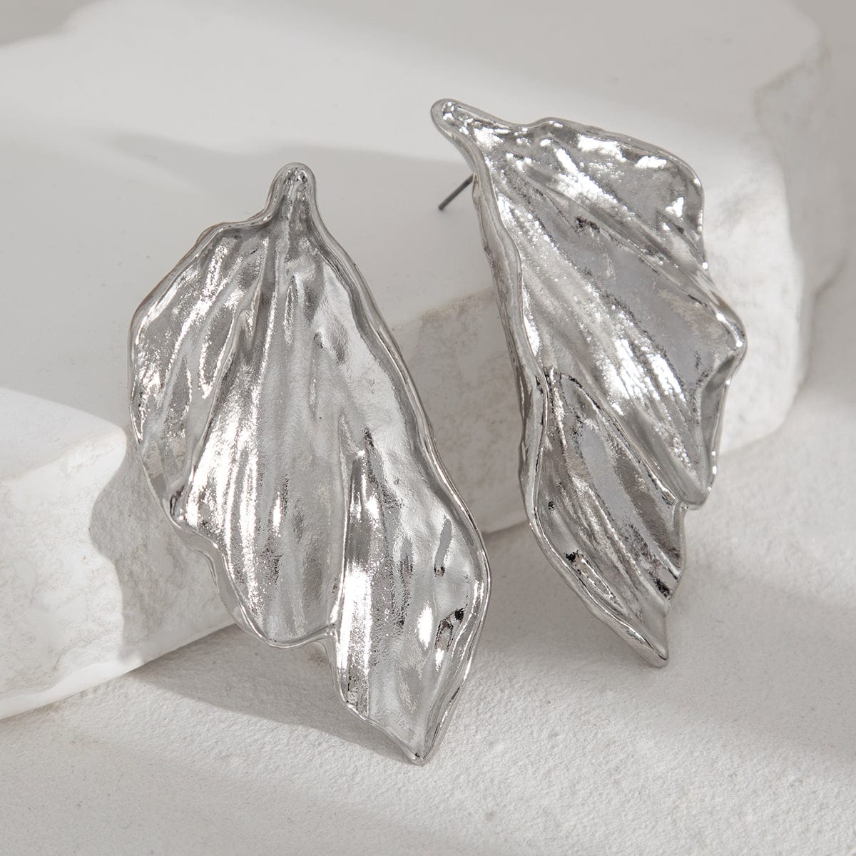 Exaggerated Gold Silver Plated Leaf Earrings