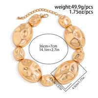 Thumbnail for Exaggerated Gold Silver Tone Pleated Oval Dangle Earrings Necklace