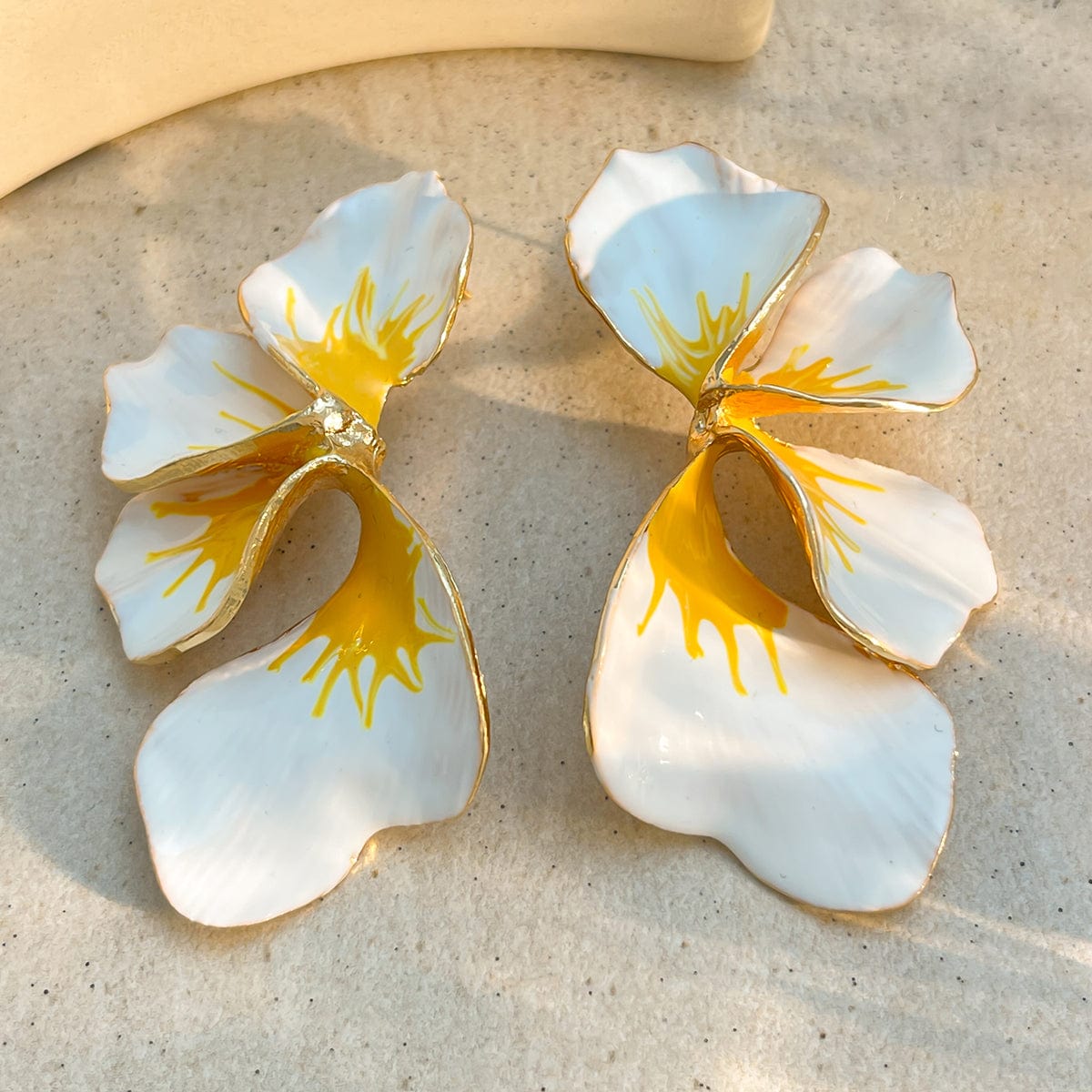 Exaggerated Gradient Enamel Flower Petal Stud Earrings - ArtGalleryZen
