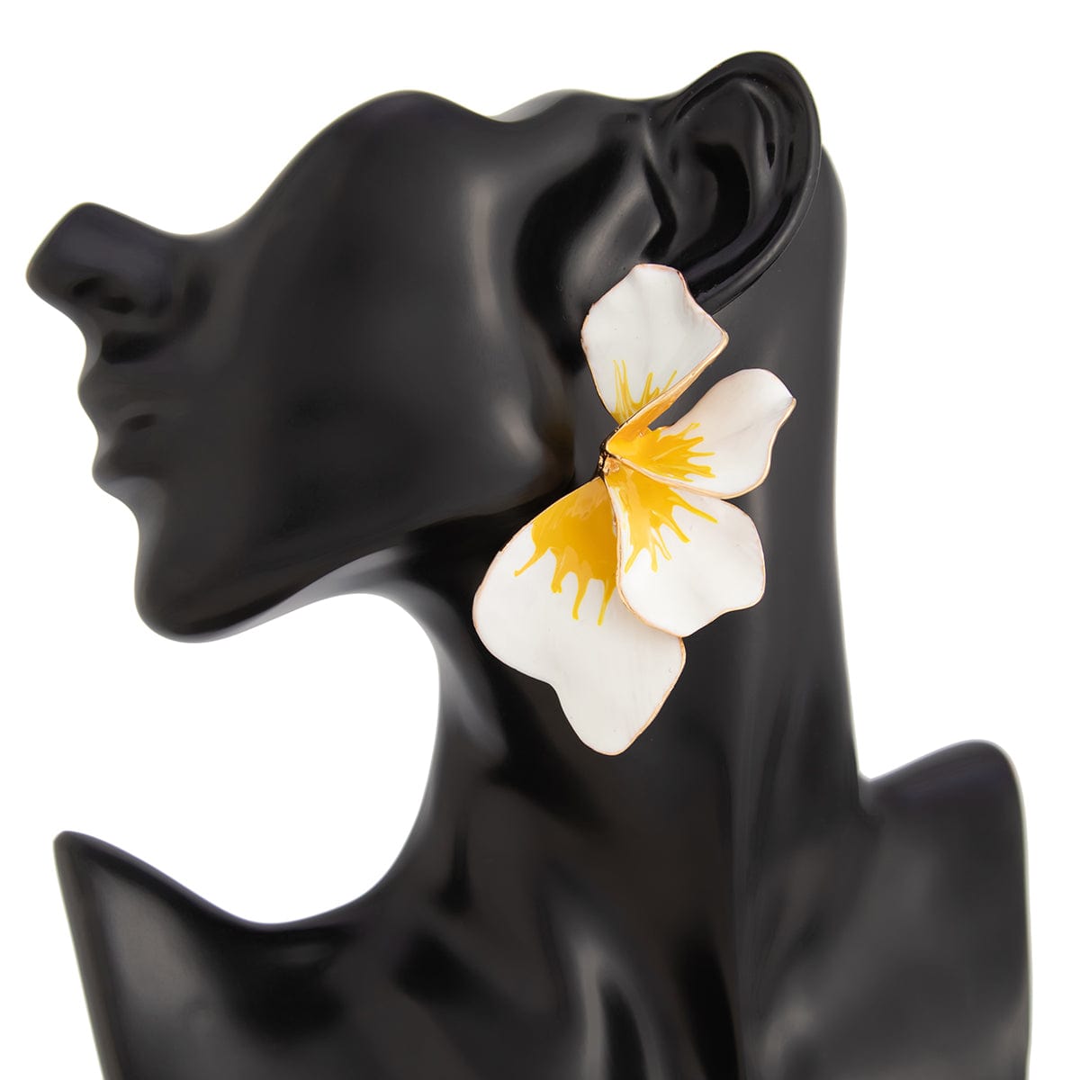 Exaggerated Gradient Enamel Flower Petal Stud Earrings - ArtGalleryZen