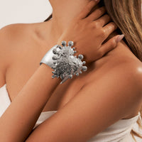 Thumbnail for Exaggerated Heart Waterdrop Wide Cuff Bangle Bracelet - ArtGalleryZen