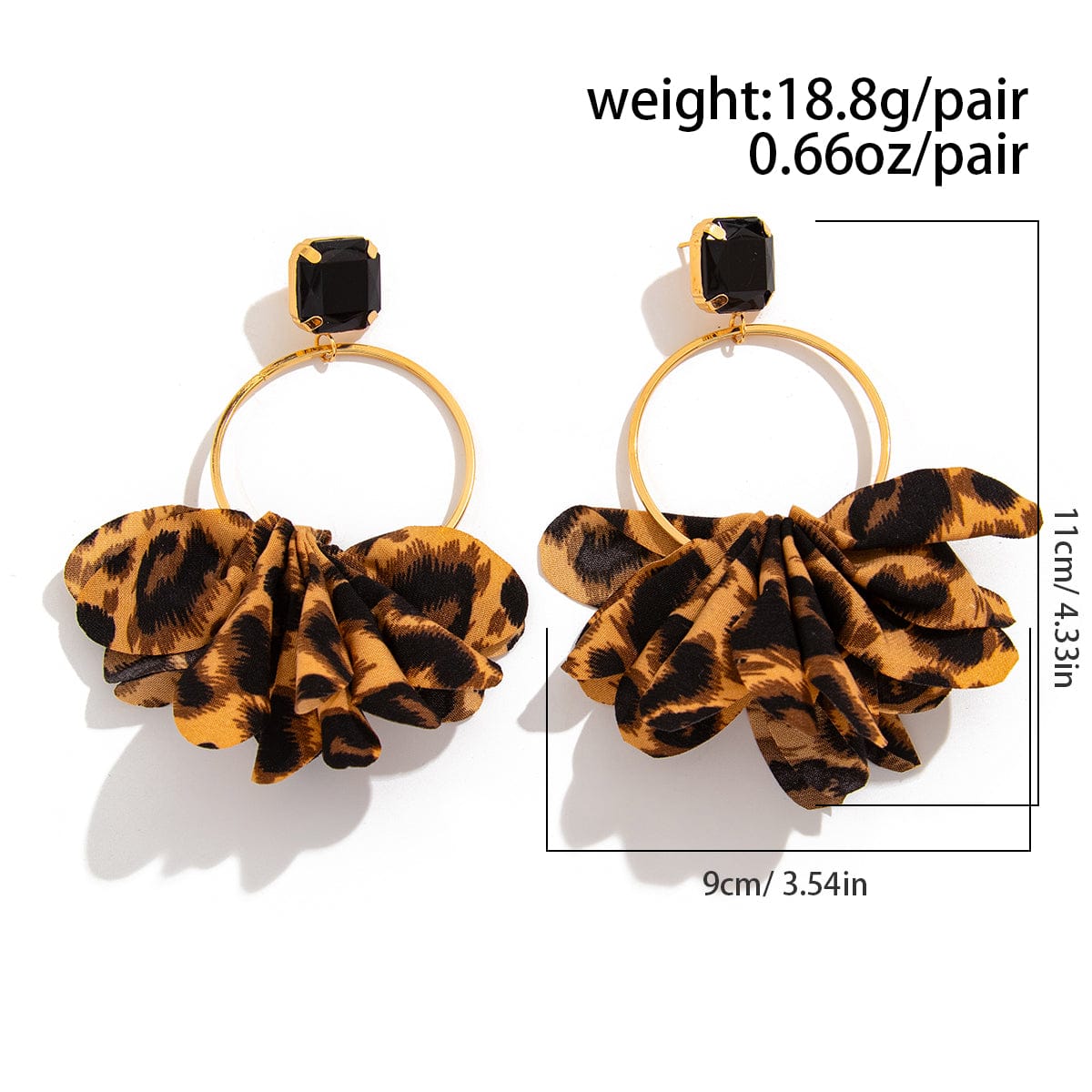 Exaggerated Leopard Fabric Hoop Dangle Earrings