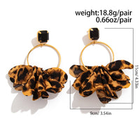 Thumbnail for Exaggerated Leopard Fabric Hoop Dangle Earrings