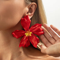 Thumbnail for Exaggerated Red Flower Resin Stud Earrings - ArtGalleryZen