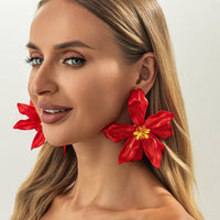 Thumbnail for Exaggerated Red Flower Resin Stud Earrings - ArtGalleryZen