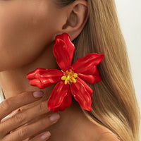 Thumbnail for Exaggerated Red Flower Resin Stud Earrings - ArtGalleryZen