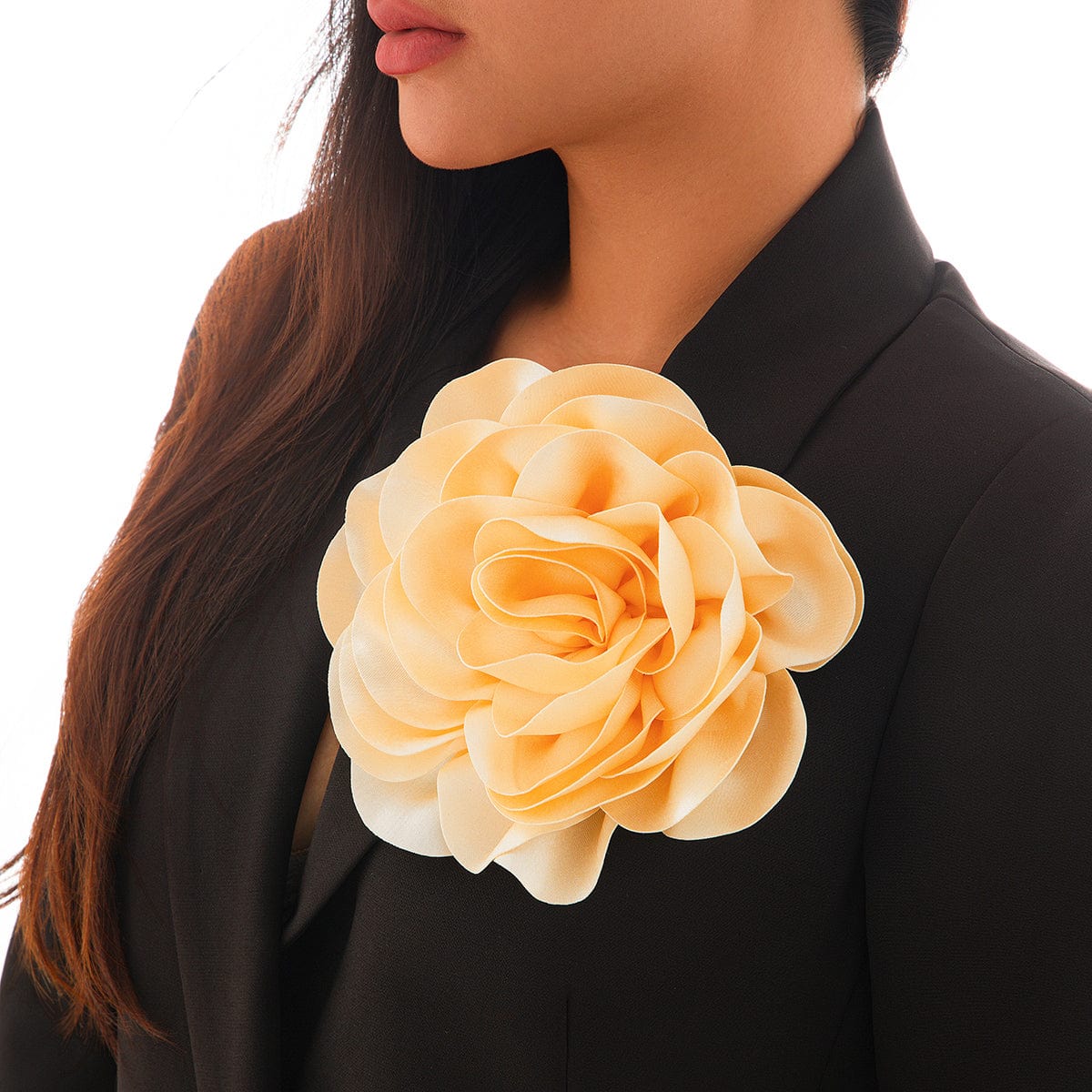 Exaggerated Satin Rose Flower Pin Brooch