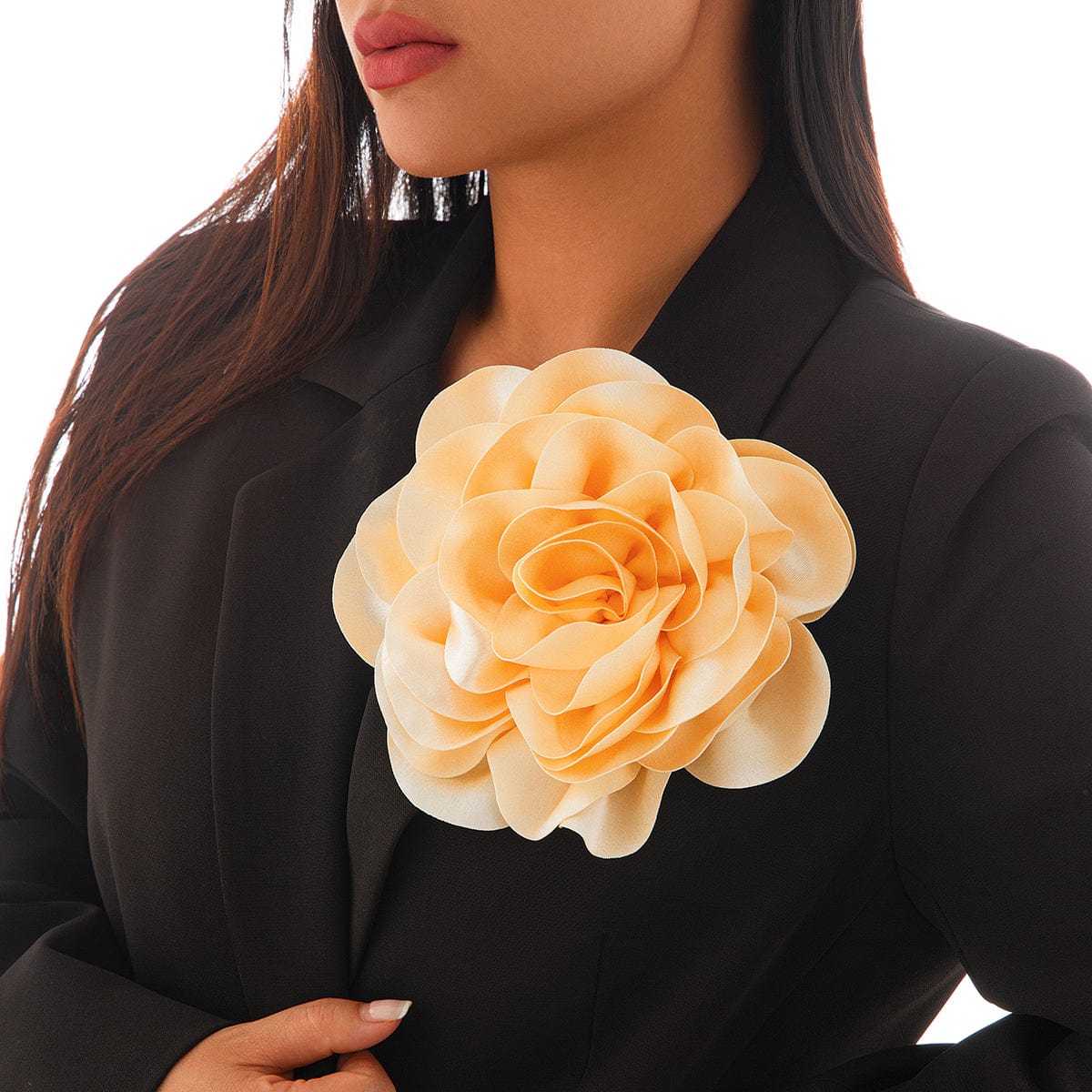 Exaggerated Satin Rose Flower Pin Brooch