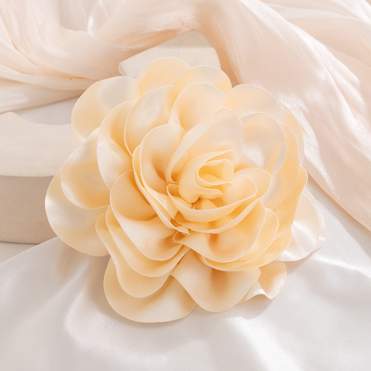 Exaggerated Satin Rose Flower Pin Brooch